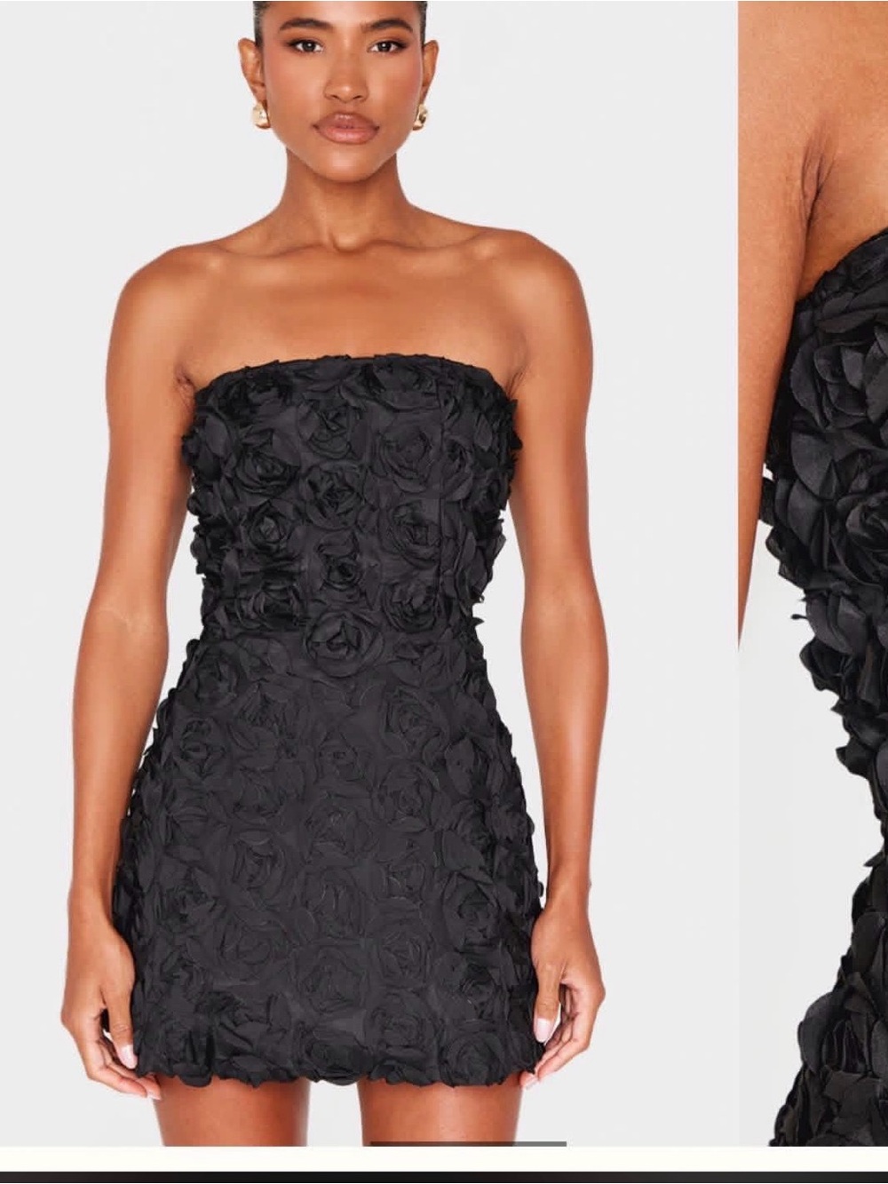 PrettyLittleThing BLACK FLORAL RUFFLE A-LINE DRESS